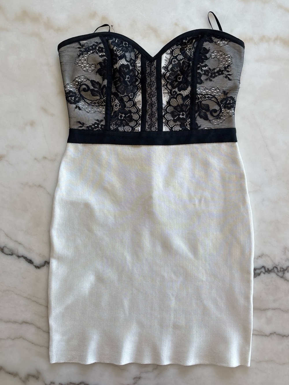 Forever 21 Colorblock Bodycon Black Lace Bustier Sweetheart Mini Dress Size S